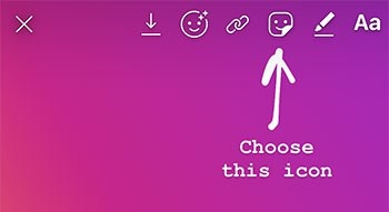 icon to choose stickers in instagram stories